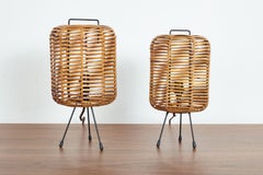 Pair of Italian Rattan Table Lamps 