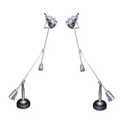 Pair of Italian Re-edition Sculptural Double-Arm Desk Lamps, 1970s