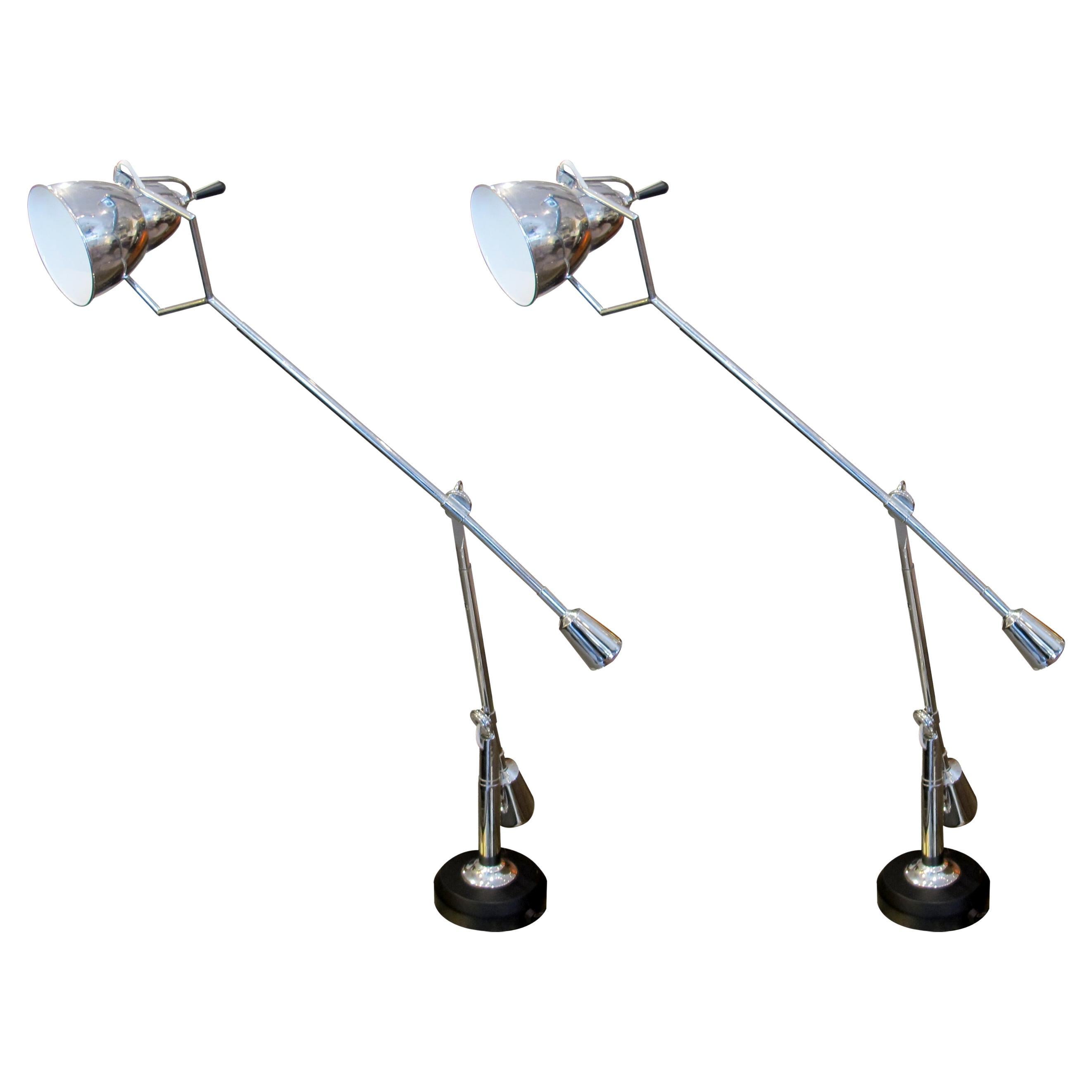 Paire de lampes de bureau sculpturales italiennes à double bras, 1970
