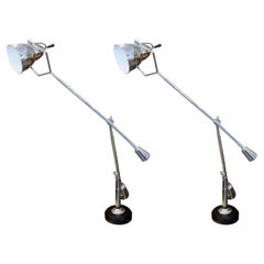 Paire de lampes de bureau sculpturales italiennes à double bras, 1970