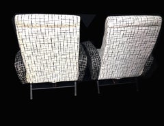 Pair of Italian Reclining Lounge Chairs in the Manner of Marco Zanuso