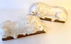 Pair of Italian Reclining Terracotta Lions