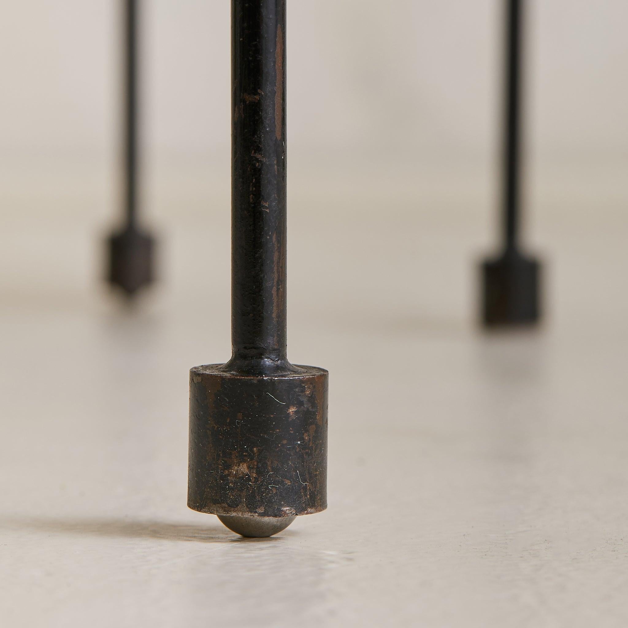 Pair of Italian Red Marble + Iron Asymmetrical Coffee Tables, 1950s en venta 3
