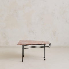 Pair of Italian Red Marble + Iron Asymmetrical Coffee Tables, 1950s