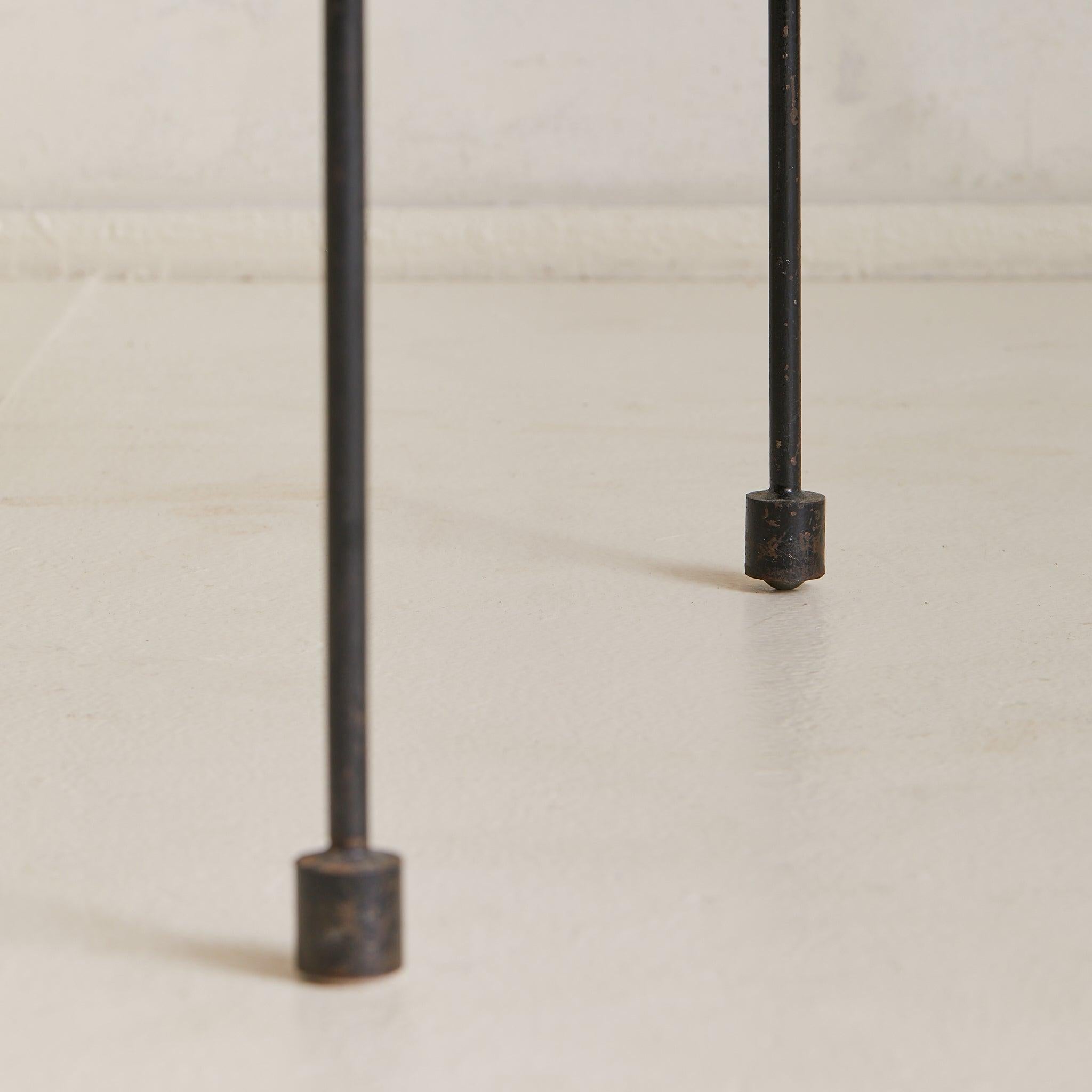 Pair of Italian Red Marble + Iron Asymmetrical Coffee Tables, 1950s en venta 2