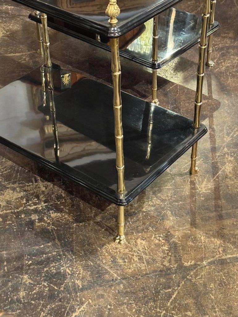 Pair of Italian Regency Style Black Lacquered Tables For Sale 1