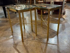 Pair of Italian Regency Style Brass and Glass Side Tables