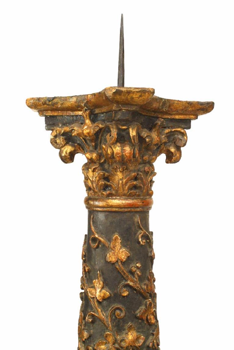 Carved Pair of Italian Renaissance Altar Candlesticks For Sale