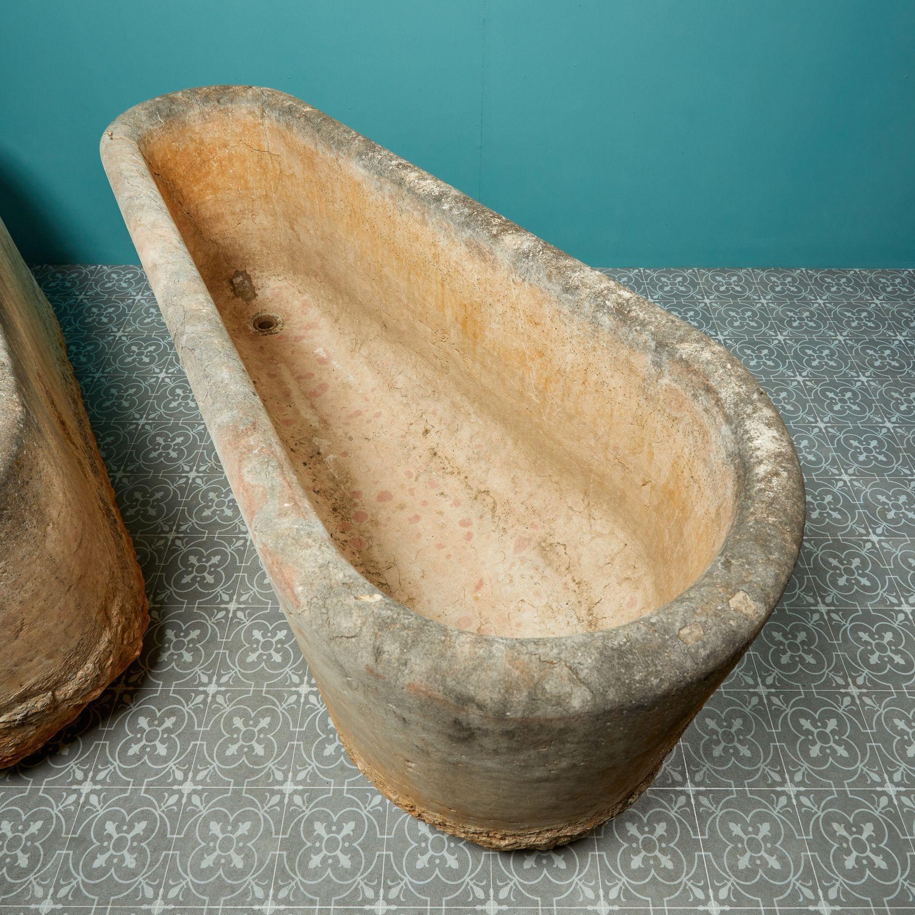 Marble Pair of Italian Renaissance Baths Owned by Pope Julius ii For Sale