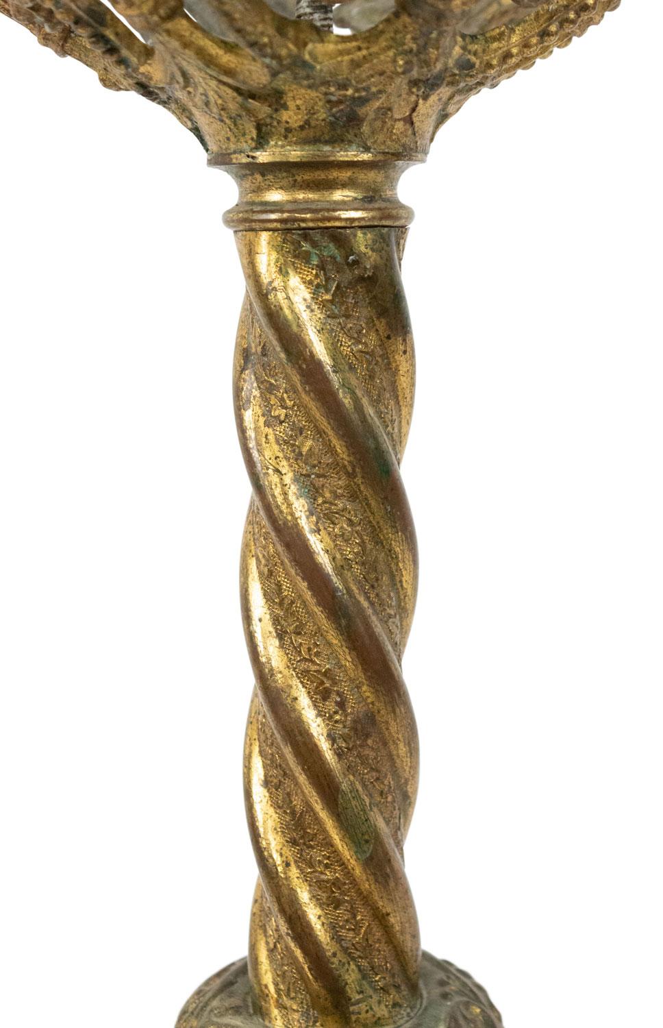 Italiano Pair of Italian Renaissance Brass Altar Candlesticks in vendita