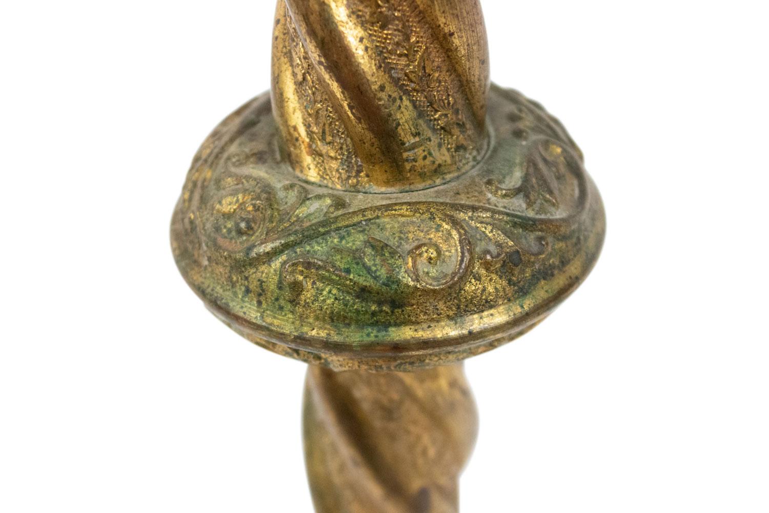 Pair of Italian Renaissance Brass Altar Candlesticks in vendita 1