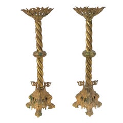 Pair of Italian Renaissance Brass Altar Candlesticks