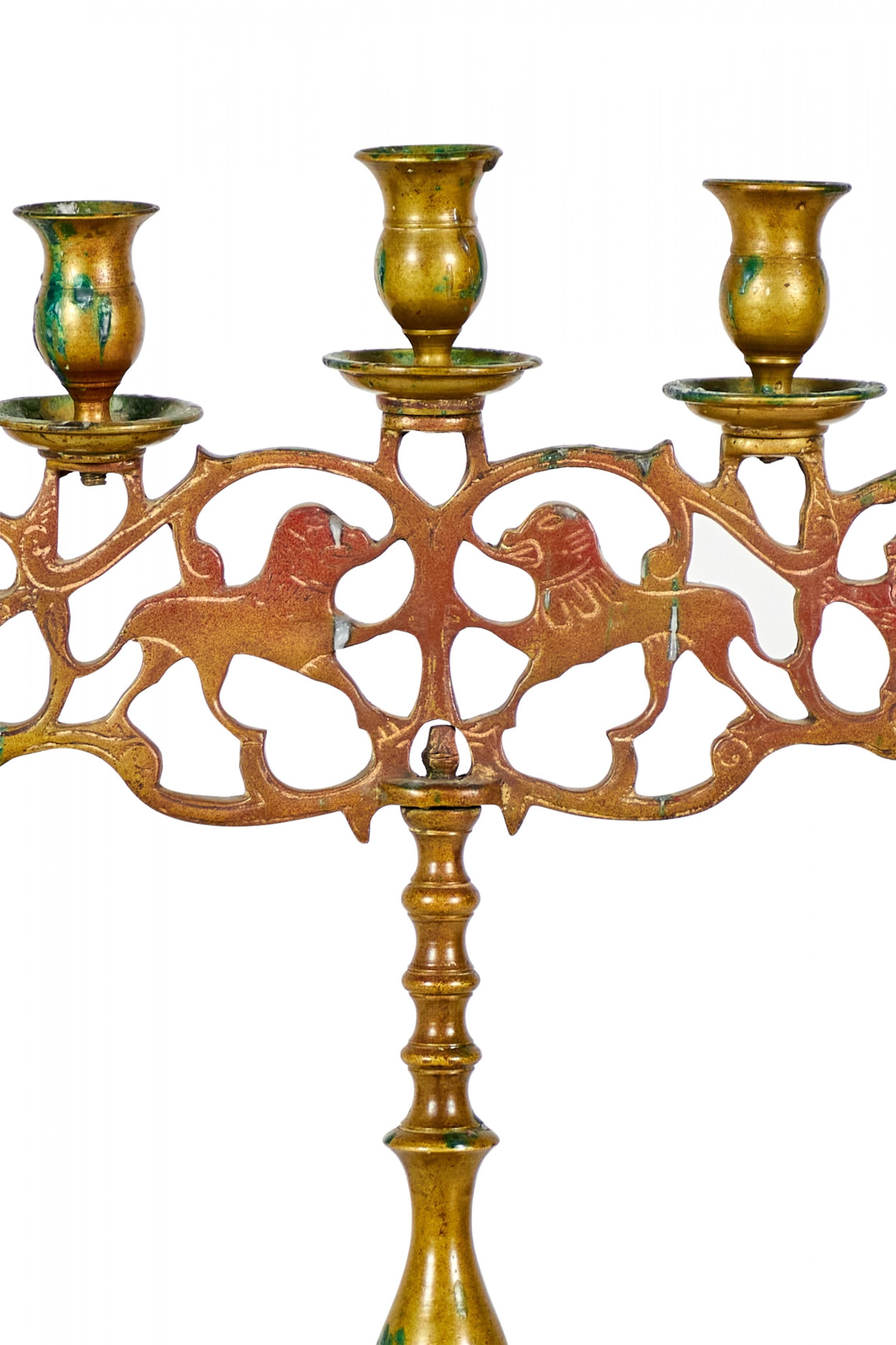 Hand-Crafted Pair of Italian Renaissance Bronze Candelabras For Sale