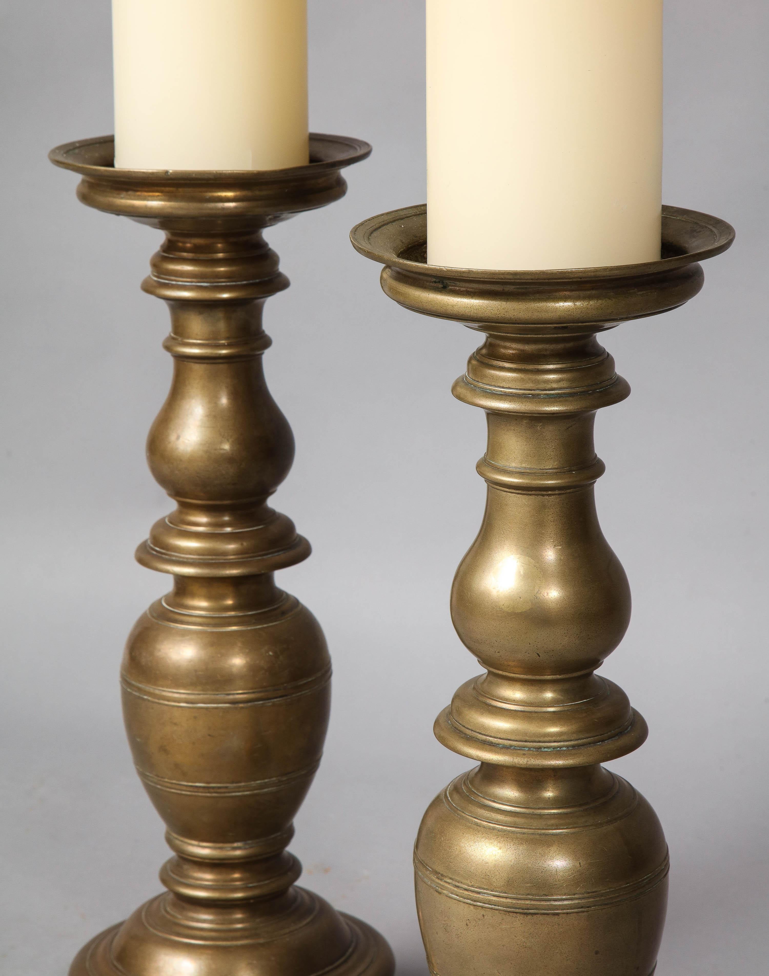 European Pair of Italian Renaissance Bronze Candlesticks For Sale