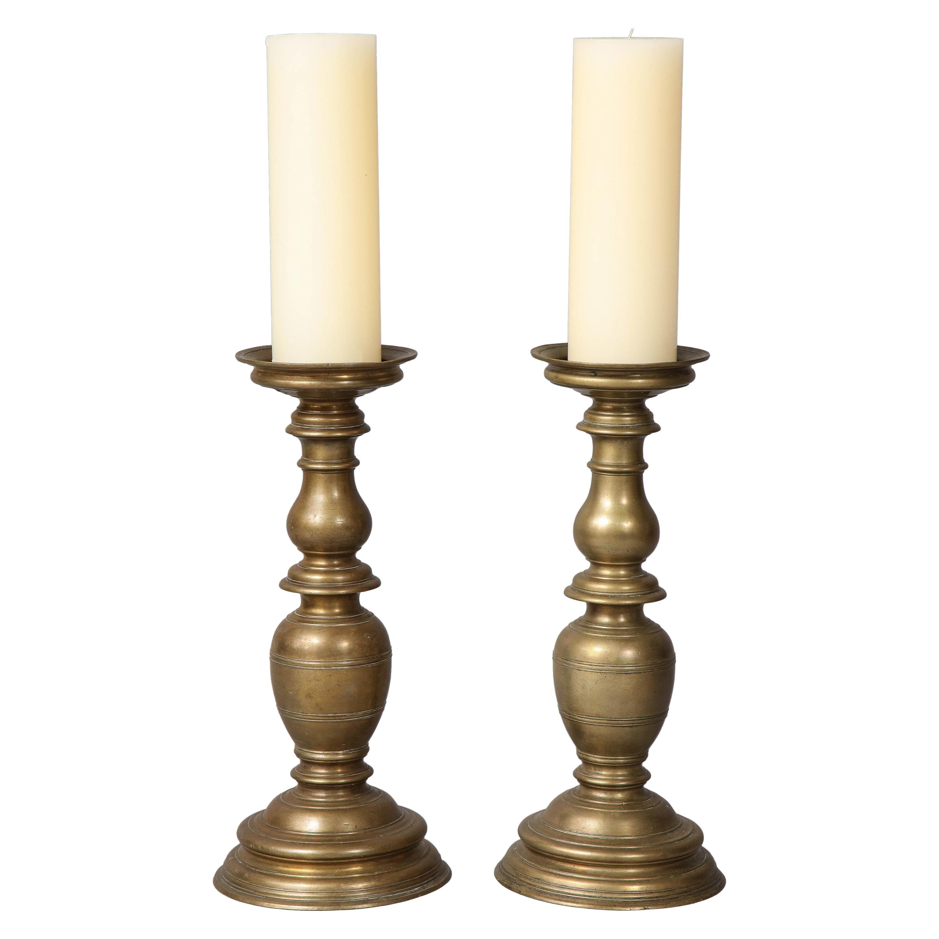 Pair of Italian Renaissance Bronze Candlesticks