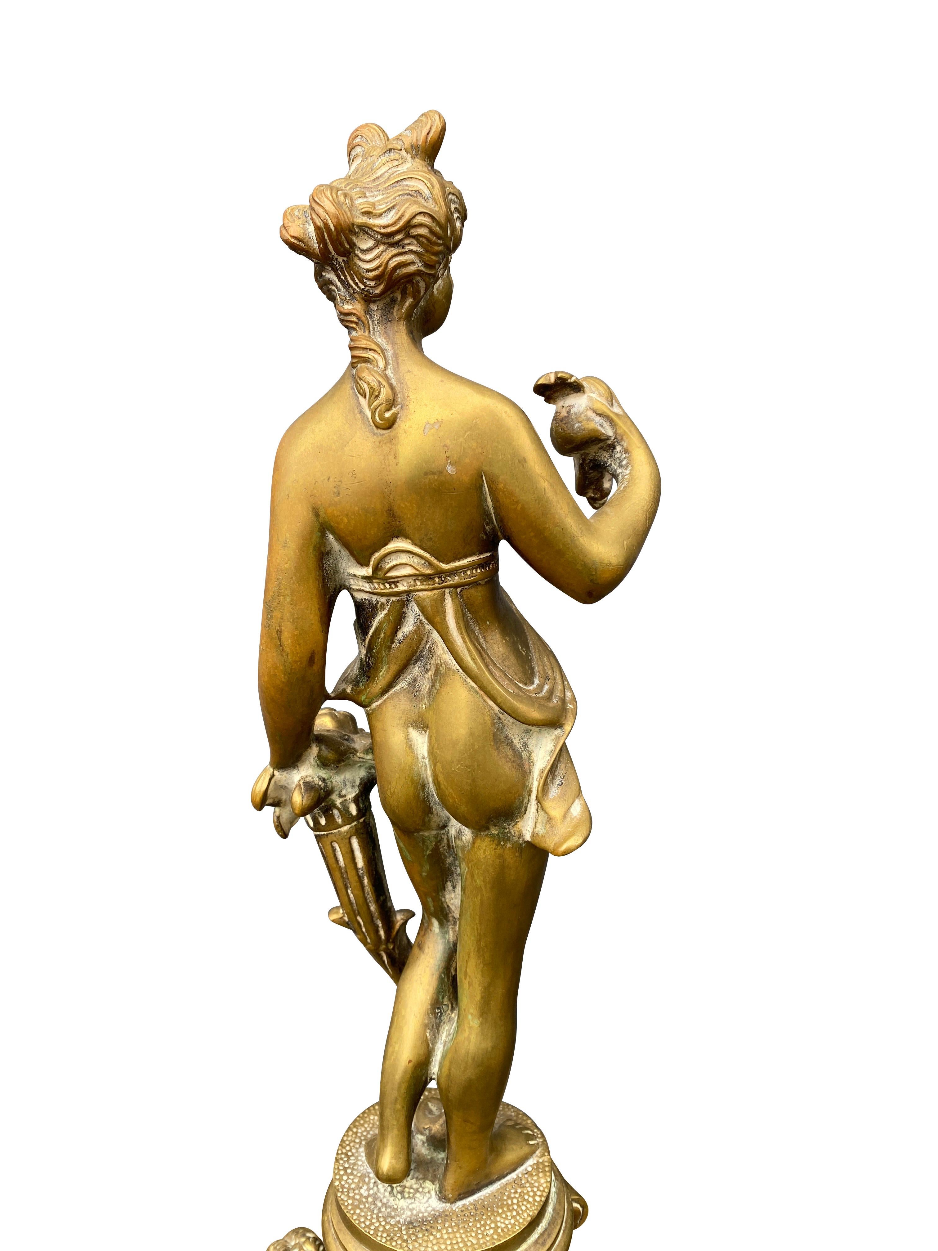 Pair of Italian Renaissance Revival Bronze Andirons For Sale 2