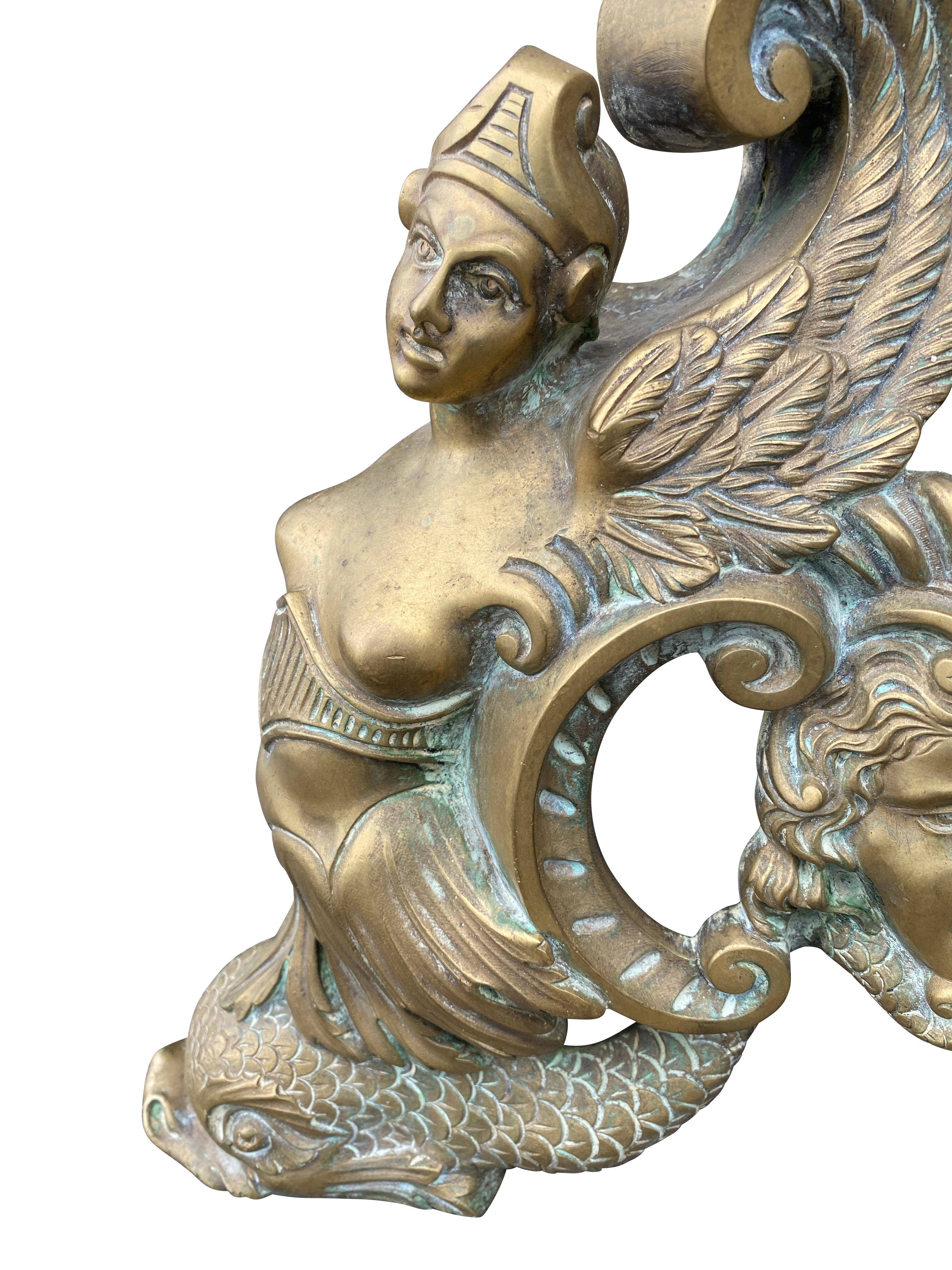 Pair of Italian Renaissance Revival Bronze Andirons For Sale 5