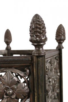 Pair of Italian Renaissance Revival Metal Filigree Pentagonal Umbrella Stands