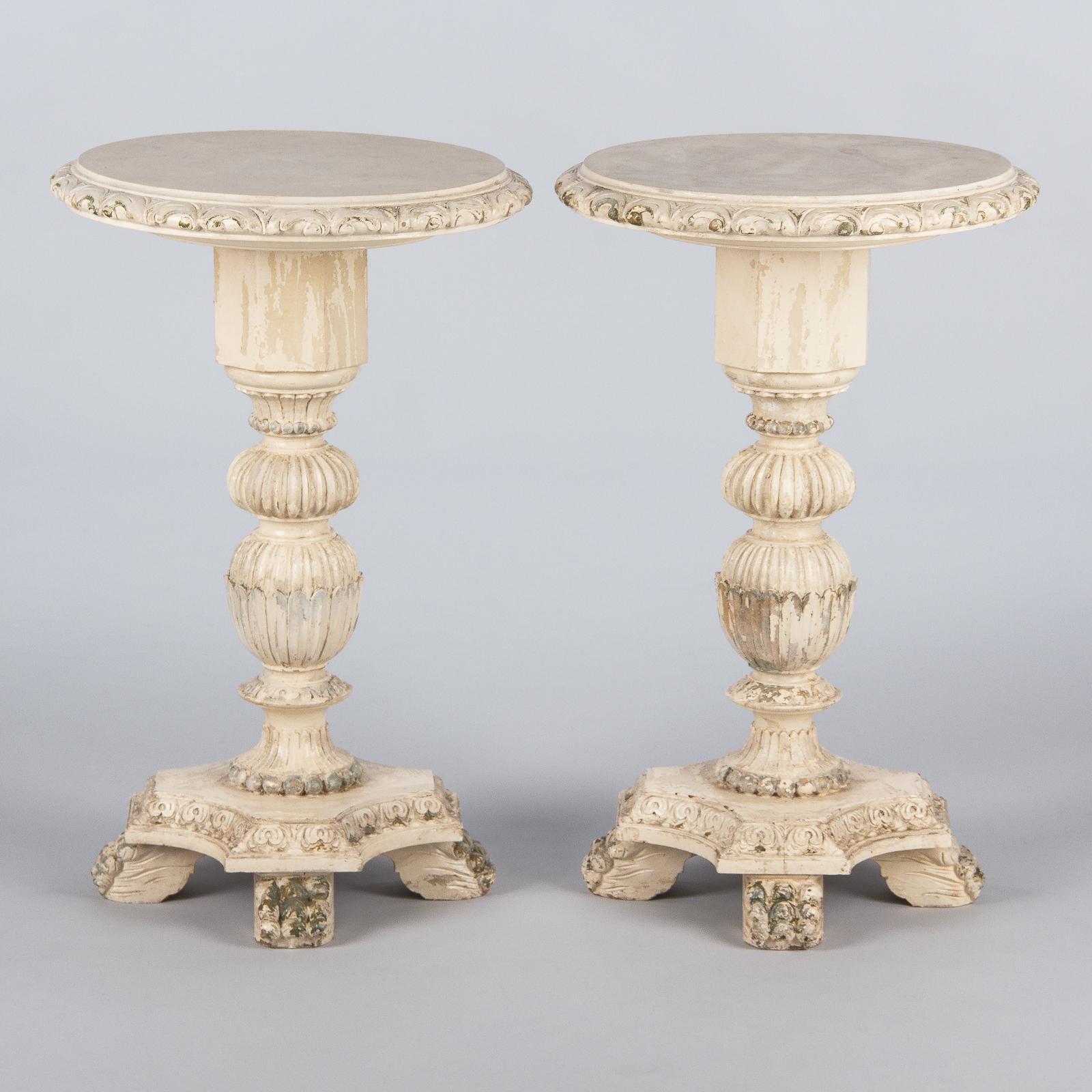 20th Century Pair of Italian Renaissance Revival Painted Side Tables, 1950s