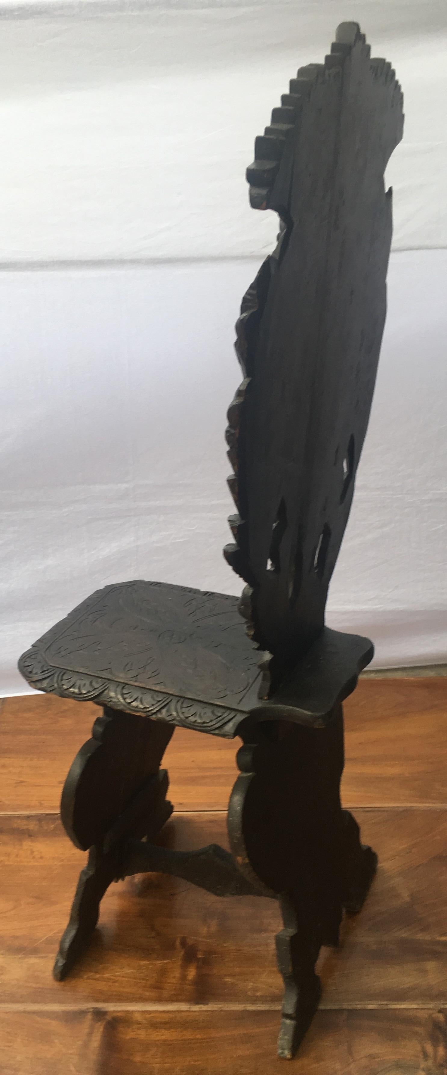 XIXe siècle Paire de chaises Sgabello italiennes de style néo-renaissance, vers 1870 en vente