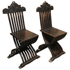 Pair of Italian Renaissance Revival Side Chairs, 19th Century