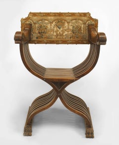 Set of 4 Italian Renaissance Walnut Arm Chairs