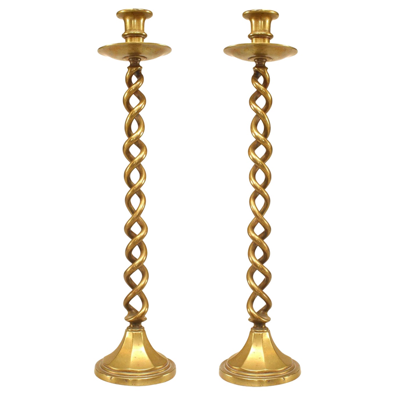 Pair of Italian Renaissance Style Brass Candlesticks