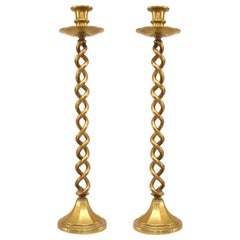 Pair of Italian Renaissance Style Brass Candlesticks