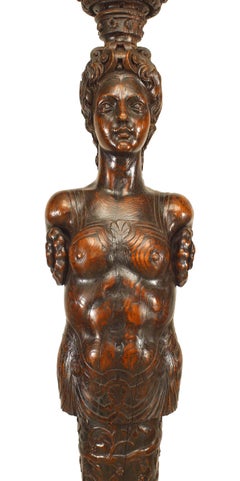 Pair of Italian Renaissance Oak Pedestal Figures