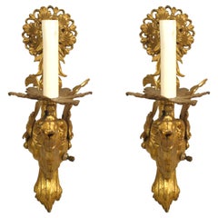 Pair of Italian Renaissance-Style Gilt Metal Wall Sconces