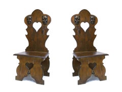 Paire de chaises d'appoint Sgabello en pin de la Renaissance italienne