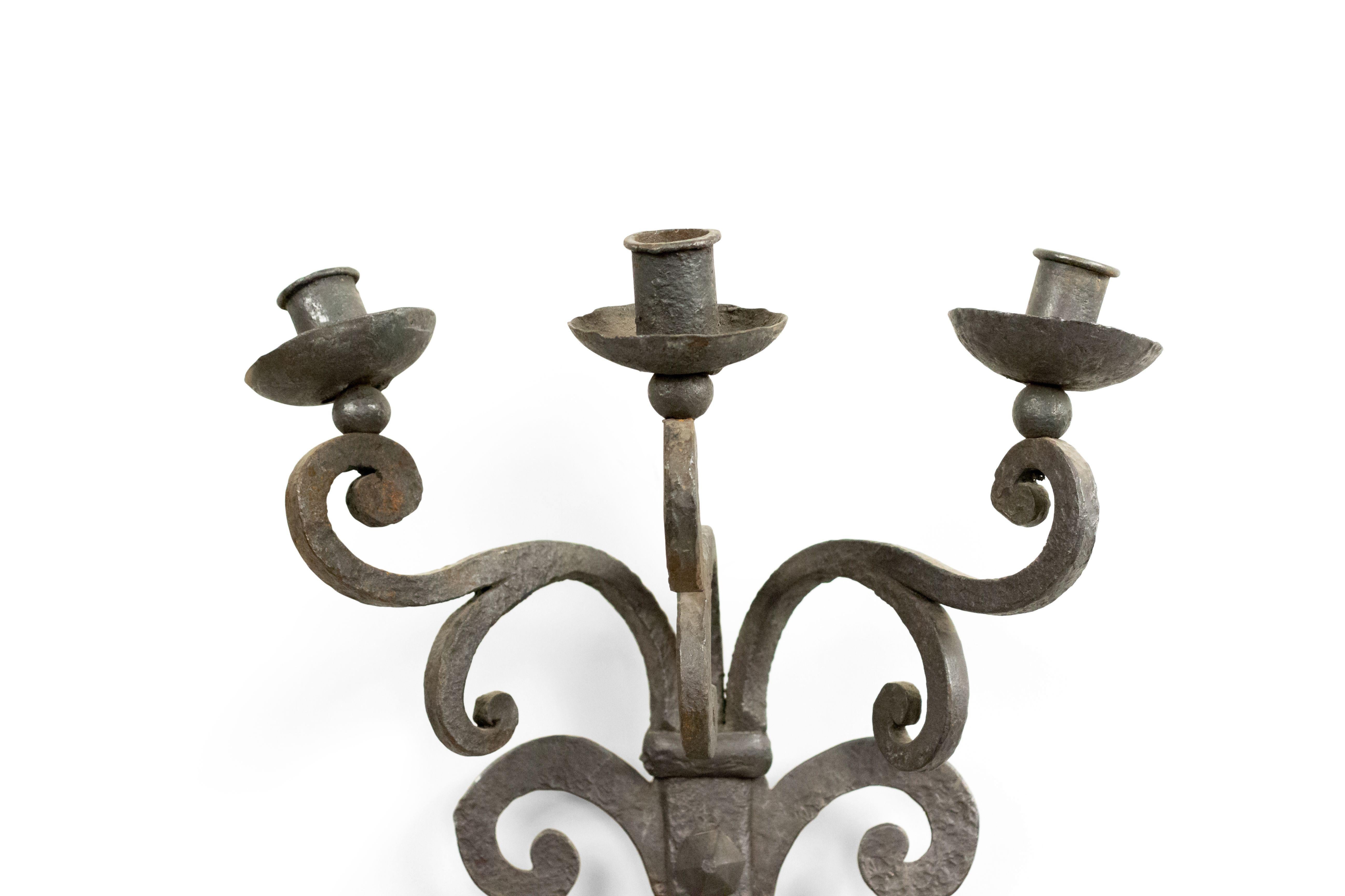 Unknown Pair of Italian Renaissance Style Wrought Iron Wall Sconces For Sale