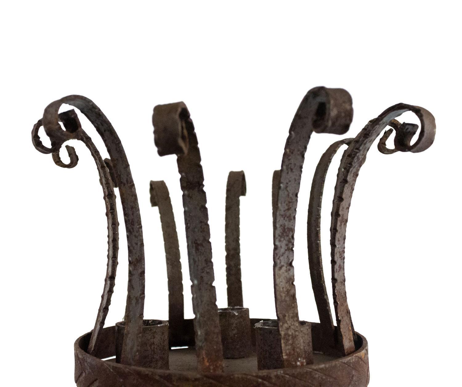 Renaissance Revival Pair of Italian Renaissance Wrought Iron Torch Wall Sconces For Sale
