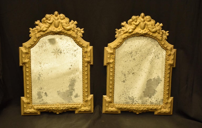 Baroque Pair of Italian Repousse Brass Mirrors