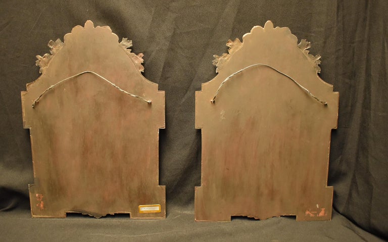 Pair of Italian Repousse Brass Mirrors In Good Condition In Cypress, CA