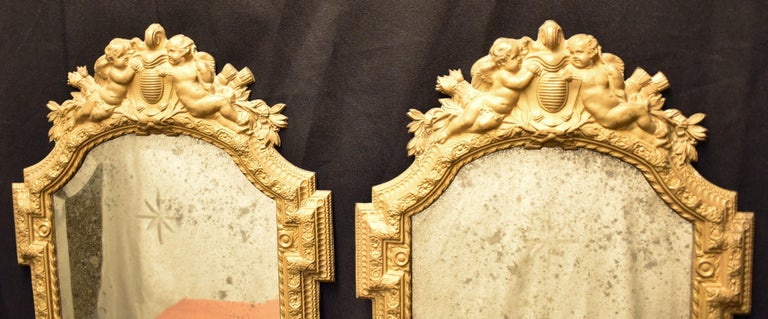 20th Century Pair of Italian Repousse Brass Mirrors