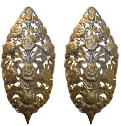 Pair of Italian Repousse Lumiere Converted to Sconces