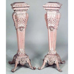 Pair of Italian Rococo Bleached Pedestals