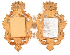 Pair of Italian Rococo Carved Gilt Wood Mirrors