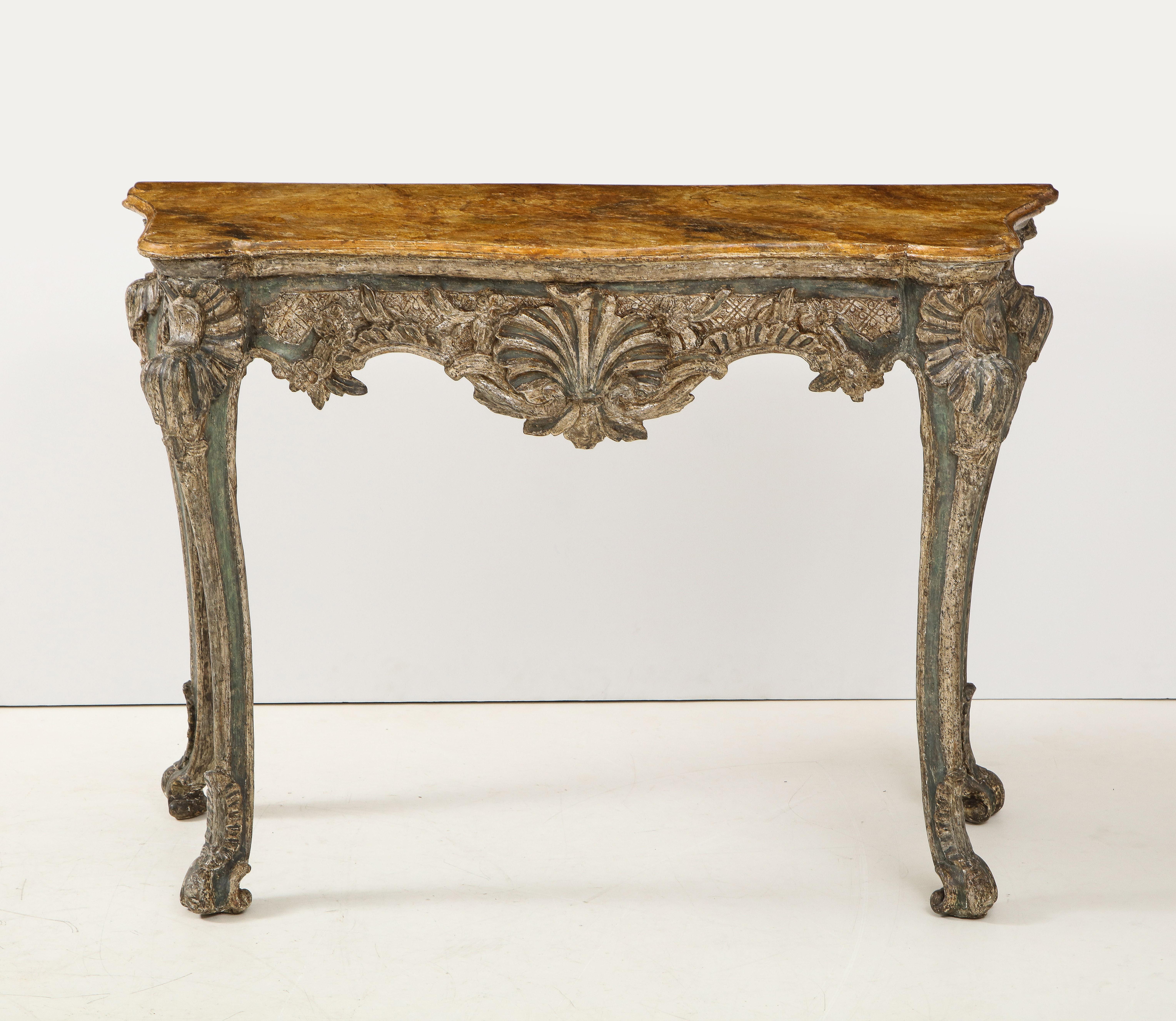 Pair of Italian Rococo Console Tables For Sale 6