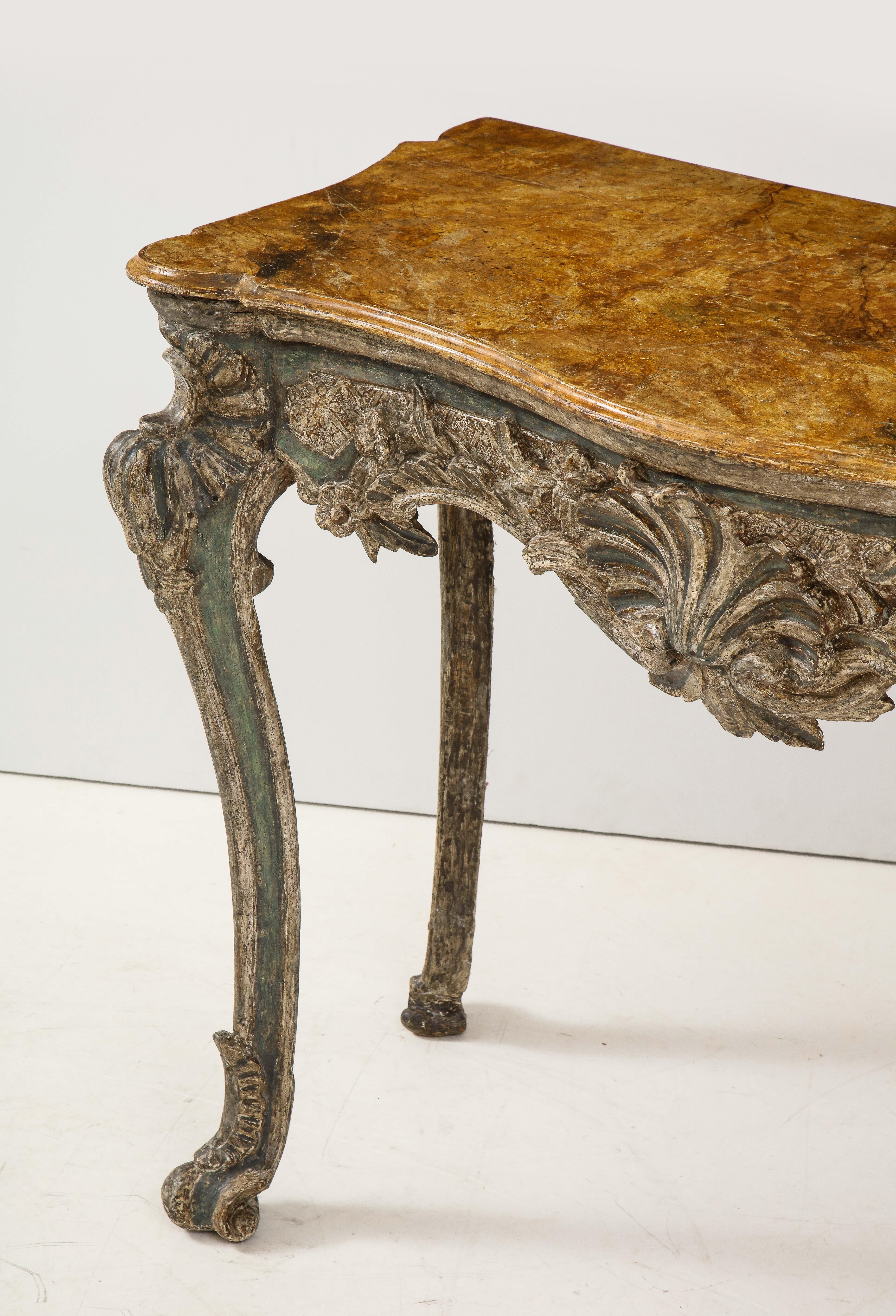 Pair of Italian Rococo Console Tables For Sale 14