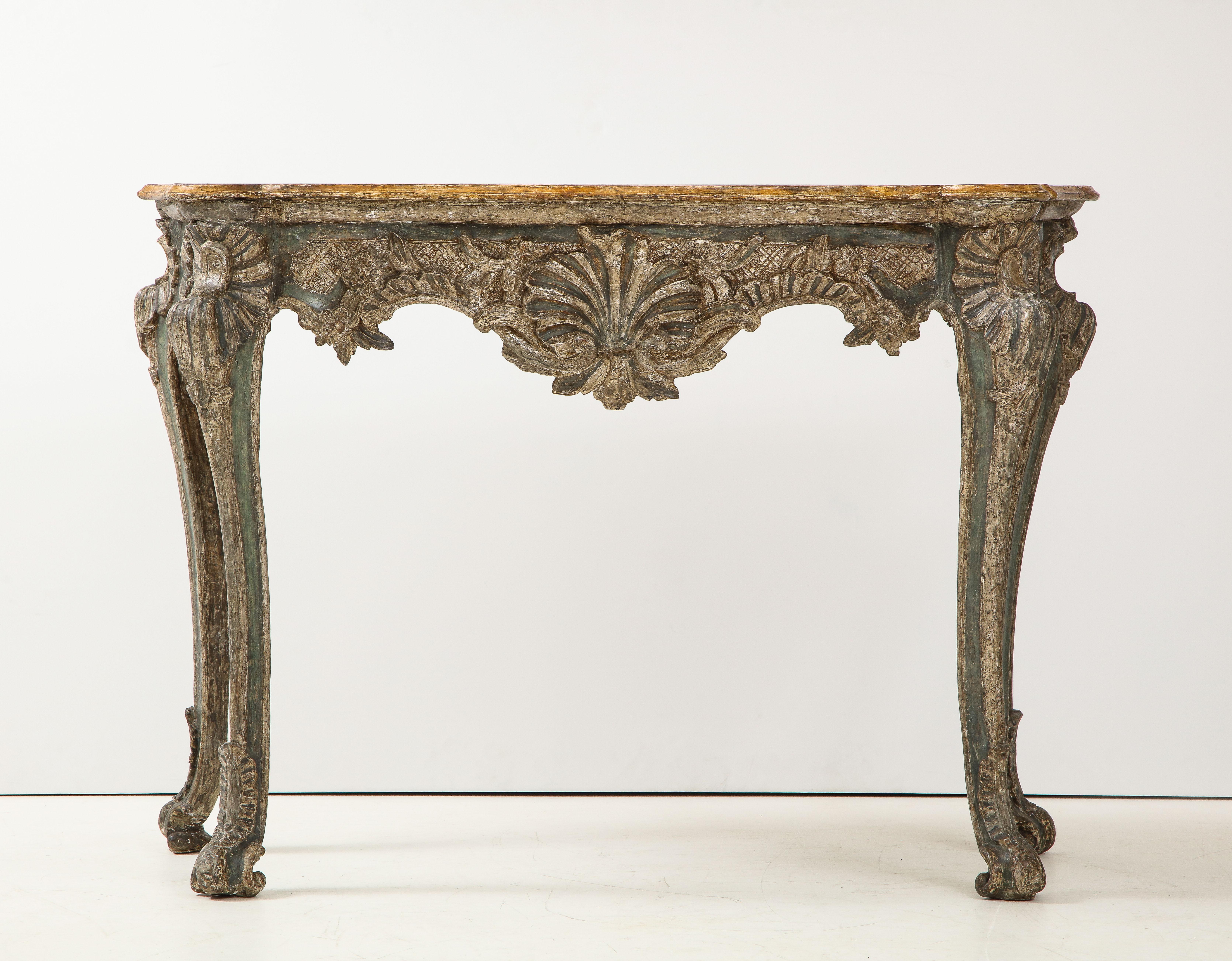 18th Century Pair of Italian Rococo Console Tables For Sale