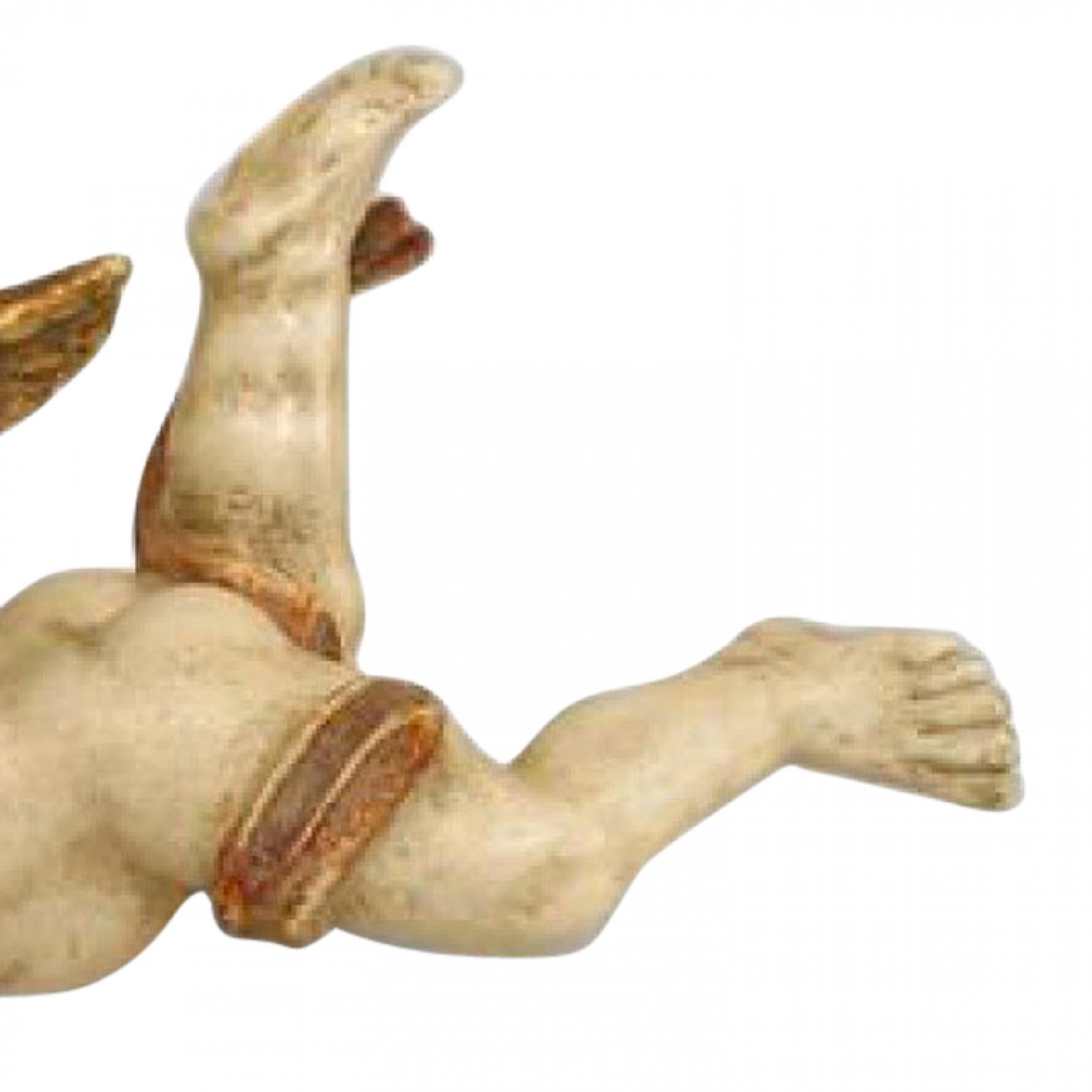 Hand-Painted Pair of Italian Rococo Gilt Cupids For Sale