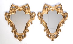 Pair of Italian Rococo Giltwood Cartouche Mirrors C.1950