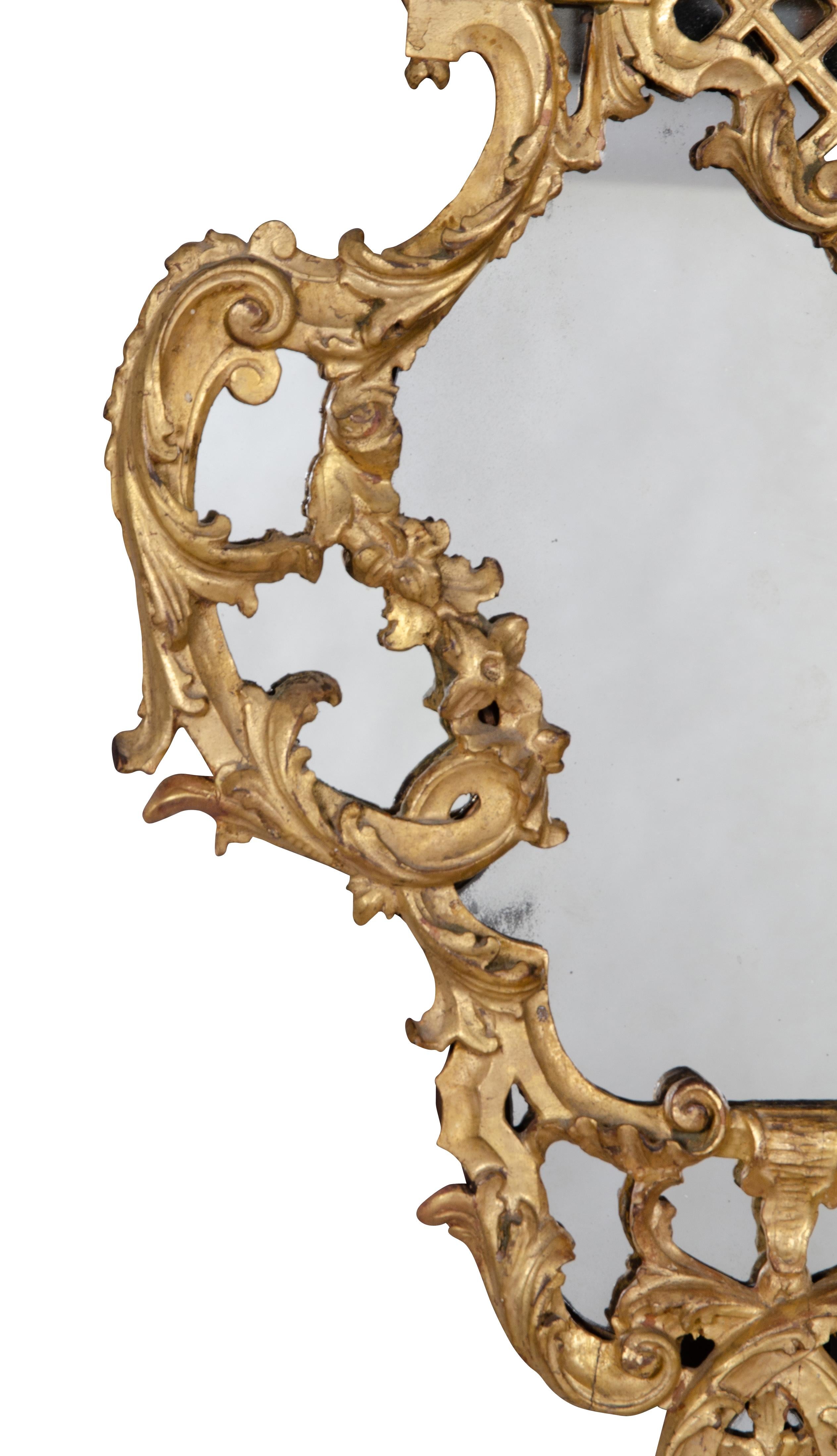 Pair of Italian Rococo Giltwood Mirrors For Sale 7