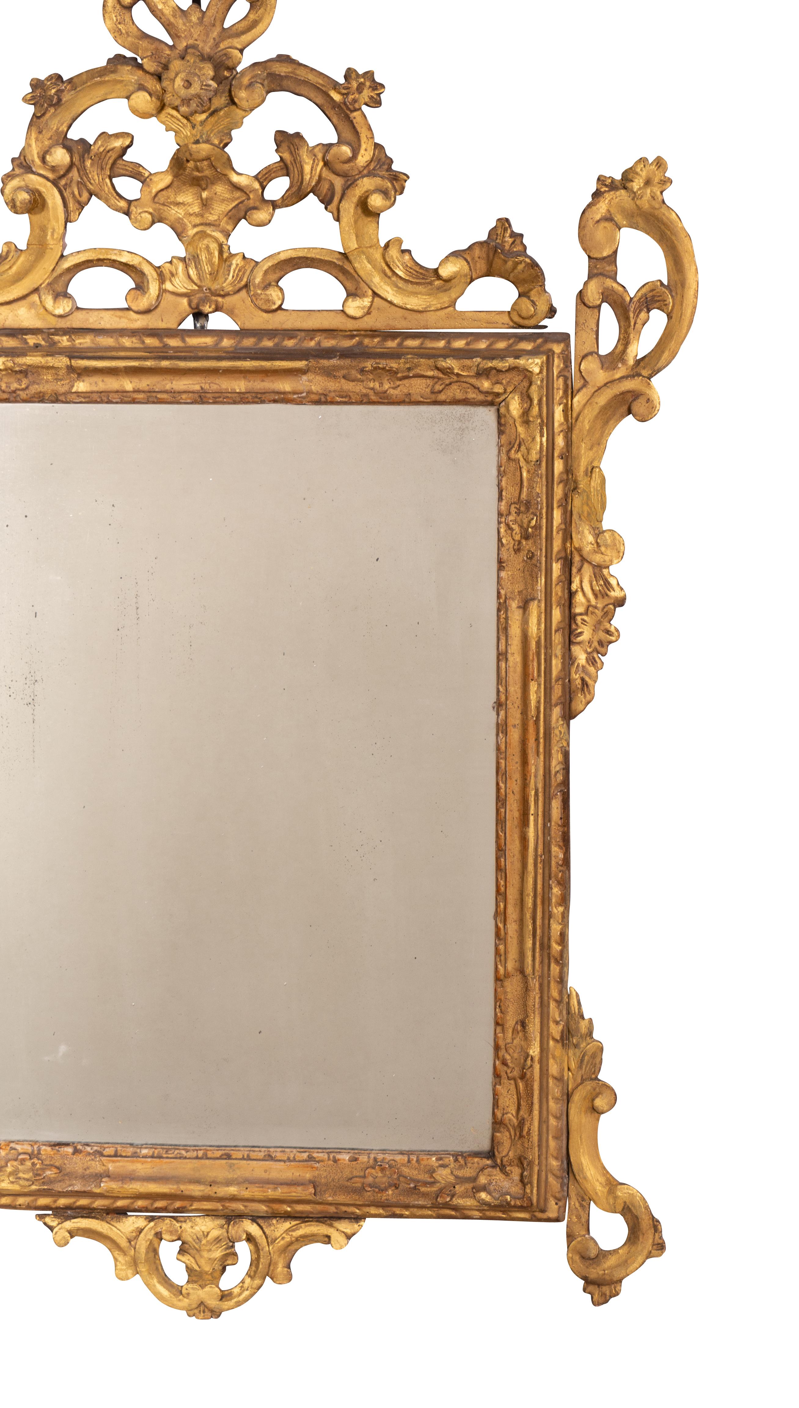 Pair of Italian Rococo Giltwood Mirrors For Sale 12