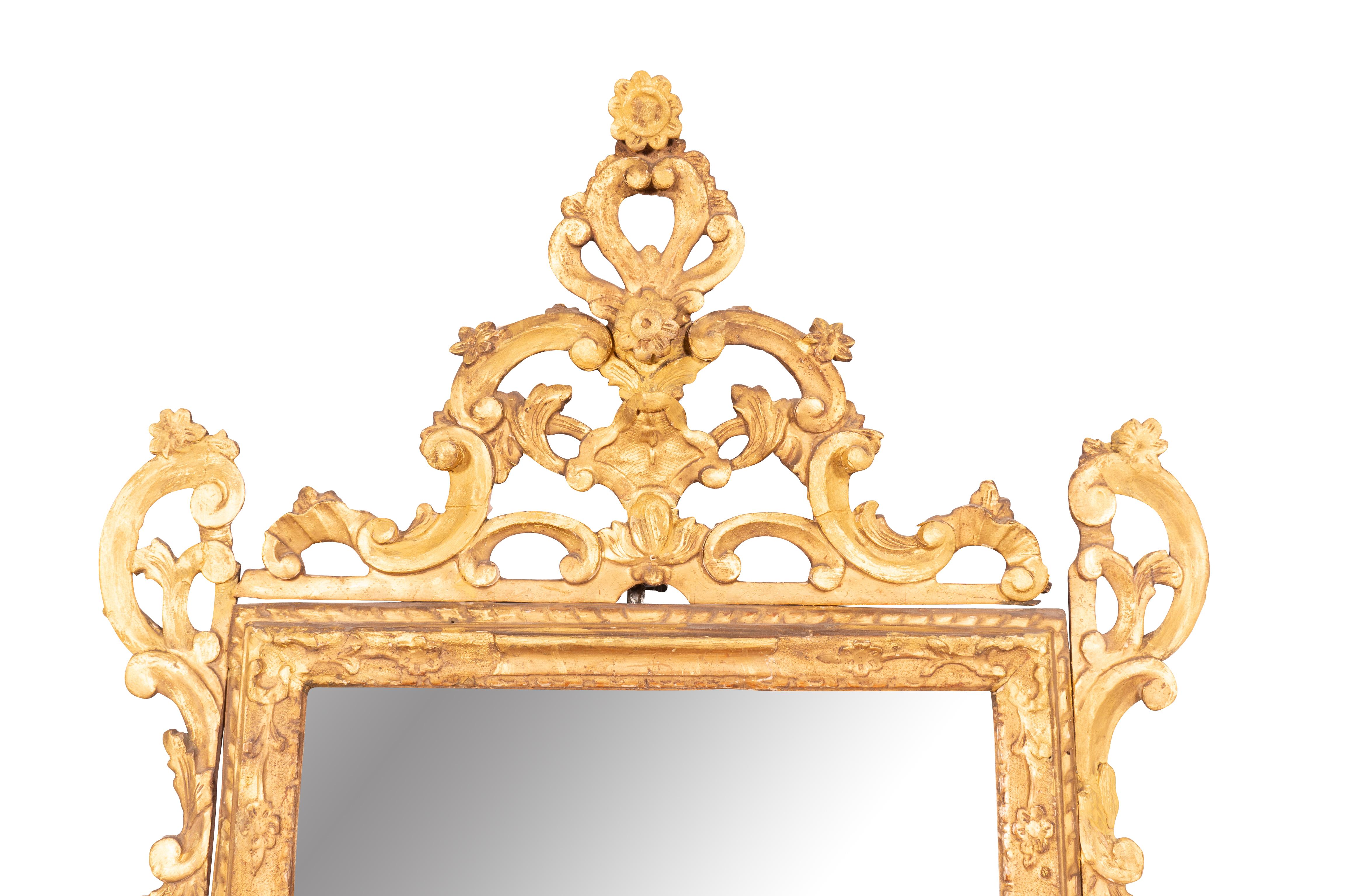 Pair of Italian Rococo Giltwood Mirrors For Sale 13