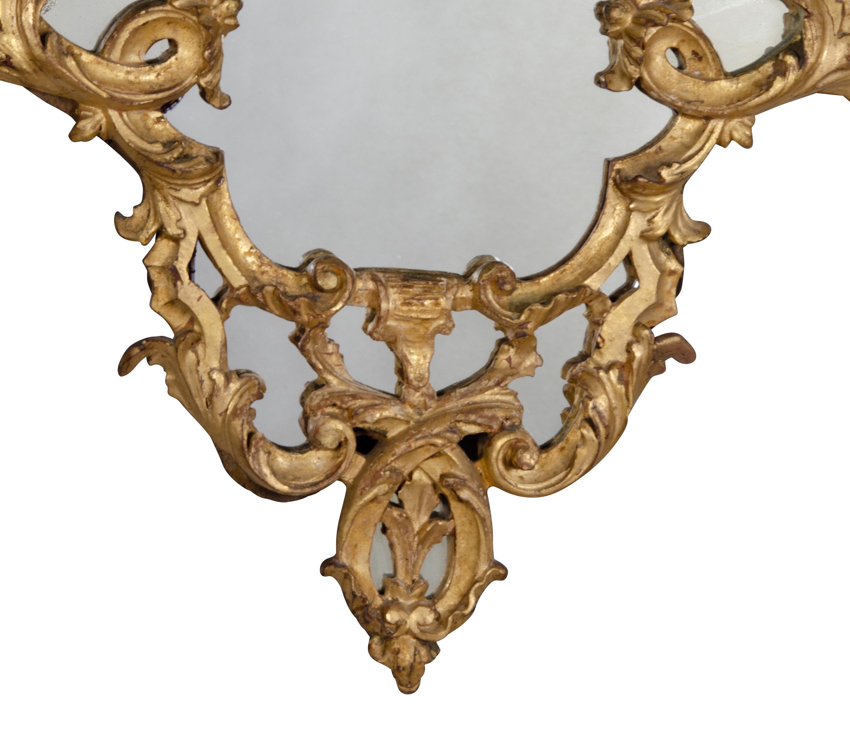 Pair of Italian Rococo Giltwood Mirrors For Sale 2