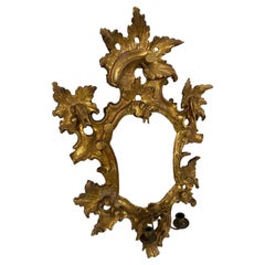 Pair of Italian Rococo Mirrored Gilt Wall Sconces with Candleholders