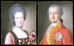 Pair of Italian Rococo Pastels on Silk Portraits by Joseph De Saint Michel, 1769